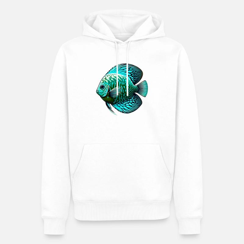 Discus Cichlidé Bleu - Sweat à capuche Premium bio Homme - blanc