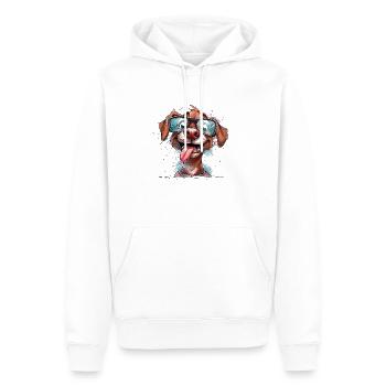 Fröhlicher Hund mit Brille - Männer Premium Bio Hoodie - Weiß - Vorne - Nico (187cm)