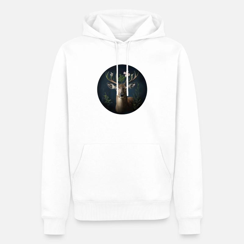 Vert cerf - Sweat à capuche Premium bio Homme - blanc