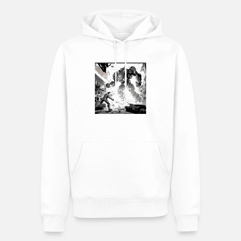 Roboter-Kampf-Comic - Männer Premium Bio Hoodie - Weiß
