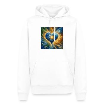 Rayonnement du cœur - Sweat à capuche Premium bio Homme - blanc - Devant - Nico (187cm)