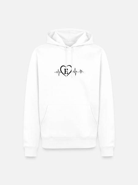 Heartbeat Buchstabe E - Männer Premium Bio Hoodie - Weiß