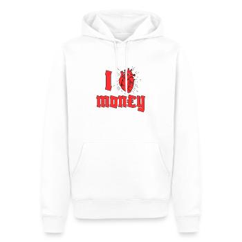 Ich Herz Geld - Männer Premium Bio Hoodie - Weiß - Vorne - Nico (187cm)
