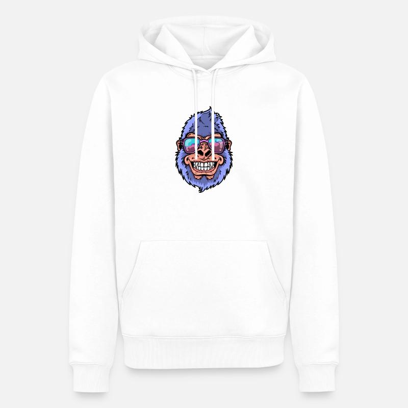 Gorilla mit Sonnenbrille - Männer Premium Bio Hoodie - Weiß