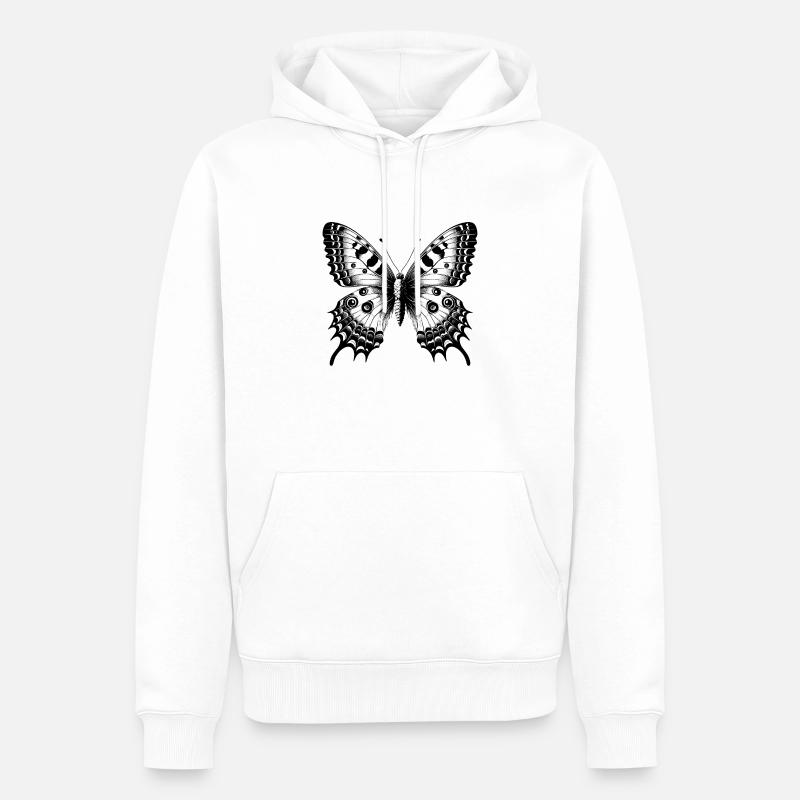 Papillon Fleur - Délicatesse Envolée - Sweat à capuche Premium bio Homme - blanc