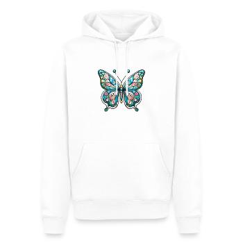 Super Papillon - Éclat Féerique - Sweat à capuche Premium bio Homme - blanc - Devant - Nico (187cm)