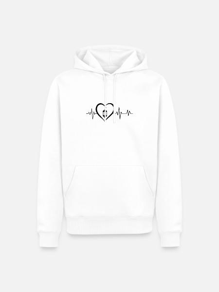 Herzschlag-Laterne - Männer Premium Bio Hoodie - Weiß