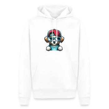 Chien mignon avec capuchon et lunettes de soleil - süsser Hund - Sweat à capuche Premium bio Homme - blanc - Devant - Nico (187cm)