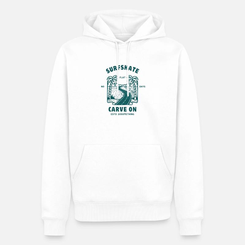 Surfskate Carve On No Flat Days - Sweat à capuche Premium bio Homme - blanc