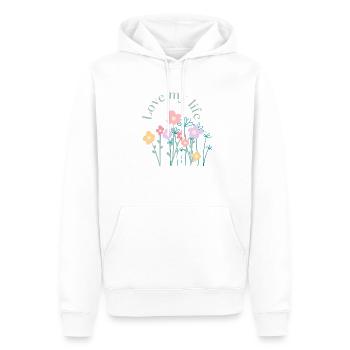 Love my life - Männer Premium Bio Hoodie - Weiß - Vorne - Nico (187cm)