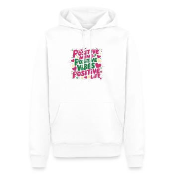 Positive mind, positive vibes, positive life - Men’s Premium Organic Hoodie - white - Front - Nico (187cm)