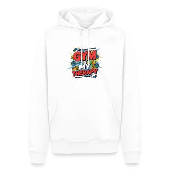 Gym is my therapy - Men’s Premium Organic Hoodie - white - Front - Nico (187cm)