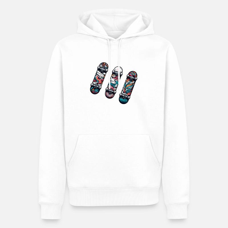 Trois Skateboard, Trio De Fun - Sweat à capuche Premium bio Homme - blanc