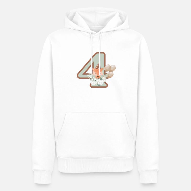 4e anniversaire renard fleurs - Sweat à capuche Premium bio Homme - blanc