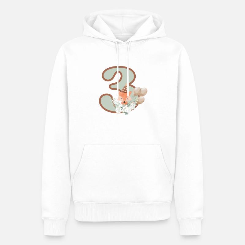 3e anniversaire renard fleurs - Sweat à capuche Premium bio Homme - blanc