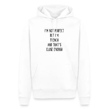 Je ne suis pas parfait mais je suis français et c’est proche - Sweat à capuche Premium bio Homme - blanc - Devant - Nico (187cm)
