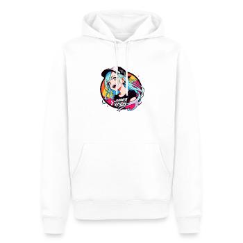 "Spielerisch deins: Lustige und lebendige T-Shirt-Designs" - Männer Premium Bio Hoodie - Weiß - Vorne - Nico (187cm)