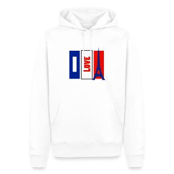T-shirt avec drapeau français et I Love France - Sweat à capuche Premium bio Homme - blanc - Devant - Nico (187cm)