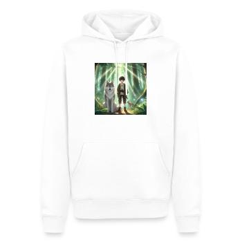 Mann mit Wolf Anime - Männer Premium Bio Hoodie - Weiß - Vorne - Nico (187cm)
