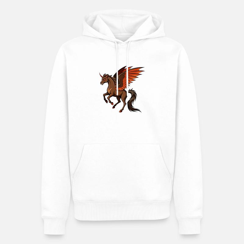 Kampfbereites Dämonenpferd - Männer Premium Bio Hoodie - Weiß