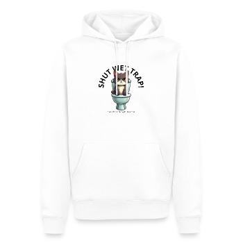 Shut wet tr ap! Close the lid & flush, hooman - Männer Premium Bio Hoodie - Weiß - Vorne - Nico (187cm)