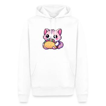 Taco Cat Delight - kawaii, tacos, chats, mignon - Sweat à capuche Premium bio Homme - blanc - Devant - Nico (187cm)