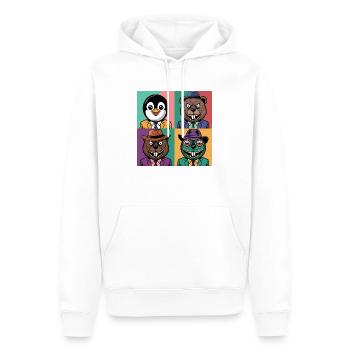 Pop-art cool Pinguin Bär Biber Salamander bunt - Männer Premium Bio Hoodie - Weiß - Vorne - Nico (187cm)