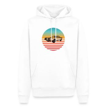 Retro Muscle Car Sunset Vibes - Men’s Premium Organic Hoodie - white - Front - Nico (187cm)