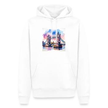 Tower Bridge Watercolour Art - Vibrant London Land - Men’s Premium Organic Hoodie - white - Front - Nico (187cm)