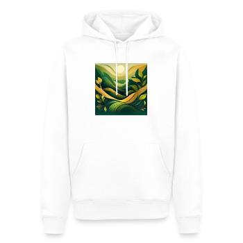 Abstract Green Landscape with Sun and Leaves - Men’s Premium Organic Hoodie - white - Front - Nico (187cm)