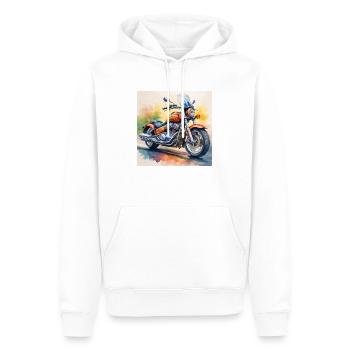 Bold Retro Motorcycle Design - Men’s Premium Organic Hoodie - white - Front - Nico (187cm)