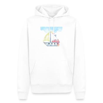 Watercolour Sailboat Illustration - Nautical Theme - Men’s Premium Organic Hoodie - white - Front - Nico (187cm)