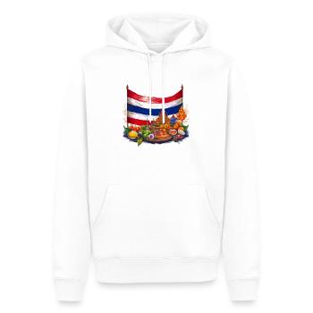 Thailand Flag with Temple and Cuisine Design - Men’s Premium Organic Hoodie - white - Front - Nico (187cm)