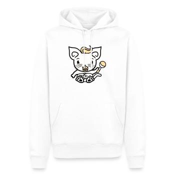 Bébé chat mignon sucette chaton hochet enfant - Sweat à capuche Premium bio Homme - blanc - Devant - Nico (187cm)