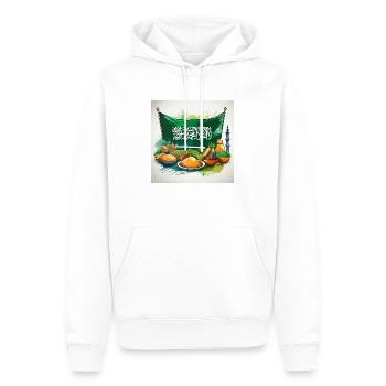 Saudi Flag and Feast – Vibrant Arabian Heritage - Men’s Premium Organic Hoodie - white - Front - Nico (187cm)