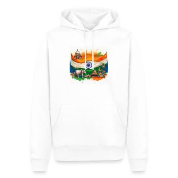 Vibrant Indian Heritage Flag Art - Men’s Premium Organic Hoodie - white - Front - Nico (187cm)