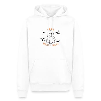 Frecher Geist - Männer Premium Bio Hoodie - Weiß - Vorne - Nico (187cm)