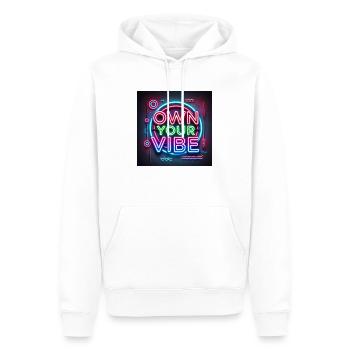Own your vibe - Men’s Premium Organic Hoodie - white - Front - Nico (187cm)