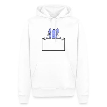 Jolie petite chatte jetant un coup d’œil caché derrière le mur - Sweat à capuche Premium bio Homme - blanc - Devant - Nico (187cm)