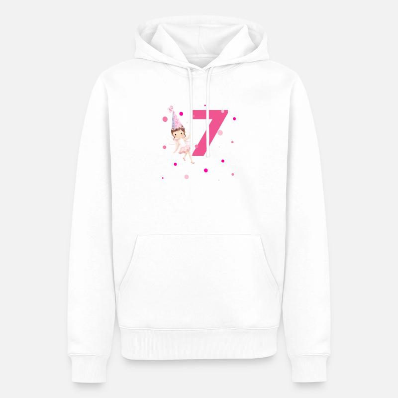 7e anniversaire fée rose - Sweat à capuche Premium bio Homme - blanc