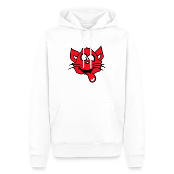 Chat Plisse les yeux Drôle Fou Langue Sortie Grimace - Sweat à capuche Premium bio Homme - blanc - Devant - Nico (187cm)