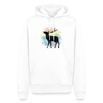 Hirsch - Männer Premium Bio Hoodie - Weiß - Vorne - Nico (187cm)