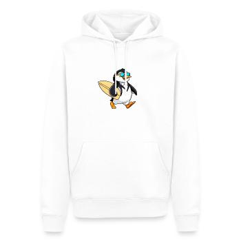 Happy Penguin Surfen, Smoking & Sonnenbrille - Männer Premium Bio Hoodie - Weiß - Vorne - Nico (187cm)