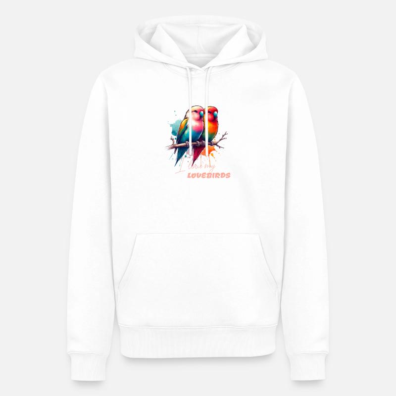 Inséparable Agapornides Inséparables - Sweat à capuche Premium bio Homme - blanc