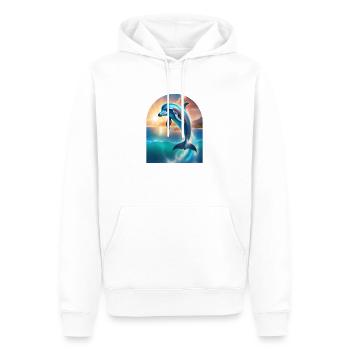 Un dauphin sortant de la mer - Sweat à capuche Premium bio Homme - blanc - Devant - Nico (187cm)