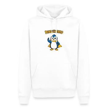 Pingouin joyeux se tenant audacieusement avec une écharpe - Sweat à capuche Premium bio Homme - blanc - Devant - Nico (187cm)