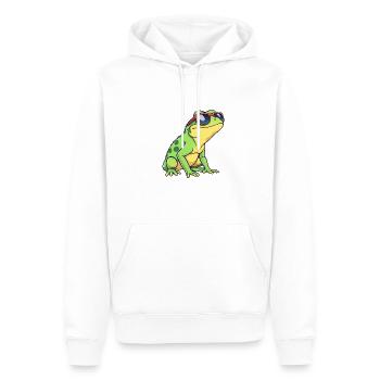 Skurriler Frosch mit roter und blauer Sonnenbrille, Casual - Männer Premium Bio Hoodie - Weiß - Vorne - Nico (187cm)