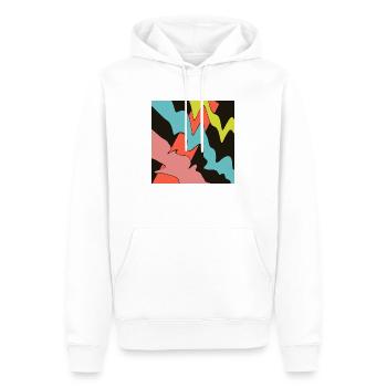 Viereck Orange, mit drei Muster. - Männer Premium Bio Hoodie - Weiß - Vorne - Nico (187cm)