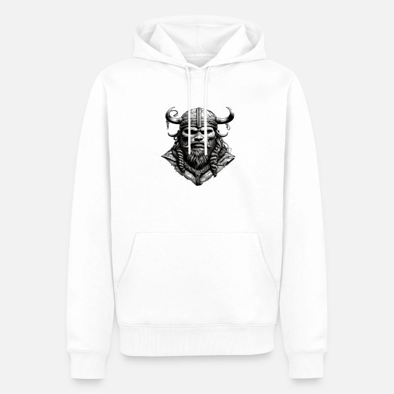 Wikinger Schädel - Männer Premium Bio Hoodie - Weiß