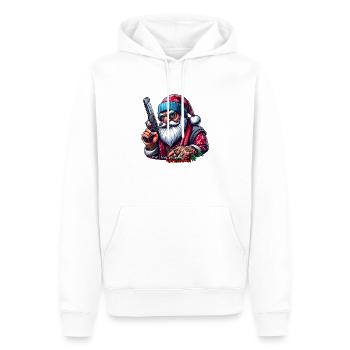 Santa mit Pistole und lustigem Spruch - Männer Premium Bio Hoodie - Weiß - Vorne - Nico (187cm)